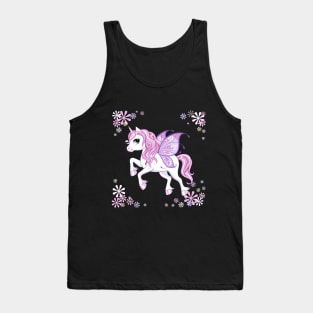 cute little unicorn character with butterfly wings pink Tank Top